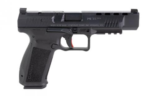 CANIK TP9, METE SFx, Striker Fired, Semi-automatic, Polymer Frame Pistol, Full Size, 9MM, 5.2" Barrel, Black, 3 Dot White Sights, Flared Magwell, Holster Fit and Lock, Optic Ready, 2 Magazines, (1)-18 Round and (1)-20 Round HG6594-N