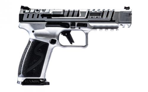CANIK SFX Rival-S, Striker Fire, Semi-automatic, Steel Frame Pistol, Full Size, 9MM, 5" Barrel, Chrome Finish, Optics Ready, Fiber Optic Front Sight, Co-Witness Sights, 18 Rounds, 2 Magazines, Includes Competition Holster, (5) Optic Plates, (3) Sized Grips, (2) Aluminum Magazine Base Plates, Speed Loader, Cleaning Kit, Tool Kit & Punch HG7010C-N