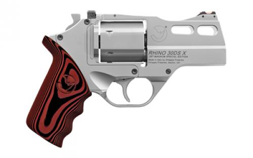 Chiappa Firearms Rhino, Revolver, Double Action/Single Action, 357 Magnum/38 Special, 3" Barrel, Alloy, Stainless Finish, Silver, Wood Grips, Fiber Optic Front Sight, Adjustable Rear Sight, 6 Rounds 340.308