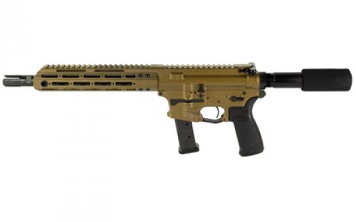 Christensen Arms CA9MM, Semi-automatic, Metal Frame Pistol, 9MM, 10.5" Carbon Fiber Barrel, Bronze, 9.25" M-LOK Handguard, 21 Rounds, Flared Magwell, Does Not Come With Pistol Brace 801-11034-01