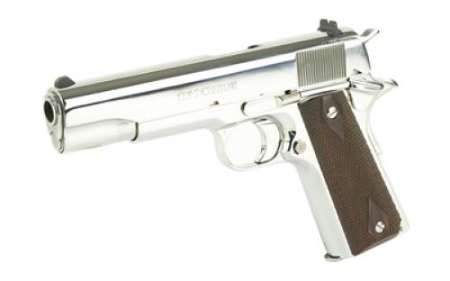 Colt's Manufacturing Government, 1911, Semi-automatic, Metal Frame Pistol, Full Size, 45ACP, 5" Barrel, Steel, Bright Stainless Finish, White Dot Sights, 7 Rounds, 1 Magazine O1070BSTS