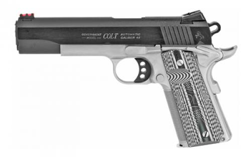 Colt's Manufacturing Competition Plus, Semi-automatic, Metal Frame Pistol, Full Size, 45ACP, 5" Barrel, Steel, Two-Tone Finish, G10 Black and Grey Grips, Novak Sights, 8 Rounds, 1 Magazine O1070CCP-TT