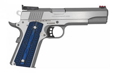 Colt's Manufacturing Gold Cup Lite, 1911, Semi-automatic, Metal Frame Pistol, Full Size, 45ACP, 5" Barrel, Steel, Brushed Stainless Finish, G10 Grips, Fiber Optic Front & Adjustable Rear Sights, 8 Rounds, 1 Magazine, Upswept Beavertail Grip Safety O5070GCL