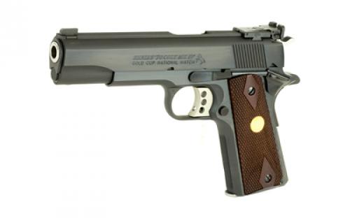 Colt's Manufacturing Gold Cup National Match, 1911, Semi-automatic, Metal Frame Pistol, Full Size, 9MM, 5" Barrel, Steel, Blued Finish, Adjustable Sights, 9 Rounds, 1 Magazine, 3-Hole Aluminum Trigger O5872A1