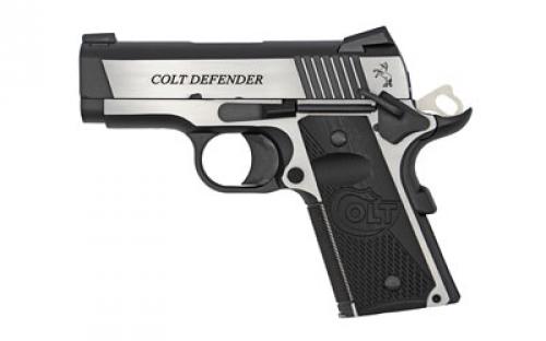 Colt's Manufacturing Combat Elite Defender, 1911, Semi-automatic, Metal Frame Pistol, 9MM, 3" Barrel, Steel, Two-Tone Finish, G10 Grips, Novak Nights Sights, Ambidextrous Thumb Safety, 9 Rounds, 1 Magazine, Upswept Beavertail Grip Safety O7082CE