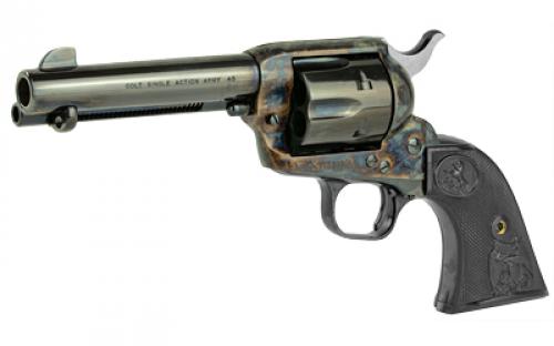 Colt's Manufacturing Single Action Army, Revolver, 45LC, 4.75" Barrel, Steel, Color Case Hardened Finish, Blued Barrel & Cylinder, Black Composite Eagle Grips, Fixed Sights, 6 Rounds P1840