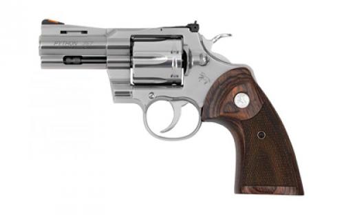Colt's Manufacturing Python, Double Action, Steel Frame Revolver, 357 Magnum, 2.5" Barrel, Stainless Steel Finish, Silver, Walnut Target Grips, Blade Front/Adjustable Rear Sights, 6 Rounds PYTHON-SP2WCTS