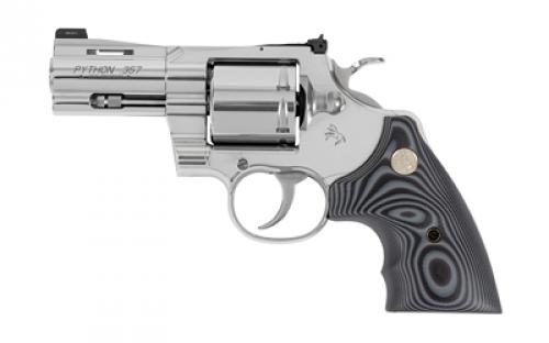 Colt's Manufacturing Python Combat Elite, Double Action, Steel Frame Revolver, 357 Magnum, 3" Barrel, Stainless Steel Finish, Silver, G10 Grips, Fixed Front Night Sight, 6 Rounds PYTHON-SP3NS