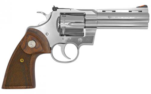 Colt's Manufacturing Python, Revolver, Double Action Only, 357 Magnum, 4.25" Barrel, Steel, Stainless Finish, Walnut Grips, Red Ramp Front/Adjustable Rear Sight, 6 Rounds PYTHON-SP4WTS