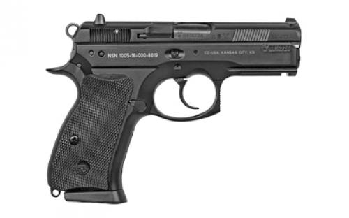 CZ 75 P-01, Double Action/Single Action, Semi-automatic, Metal Frame Pistol, Compact, 9MM, 3.7" Cold Hammer Forged Barrel, Black, Rubber Grips, Fixed Sights, 10 Rounds, 2 Magazines 01199