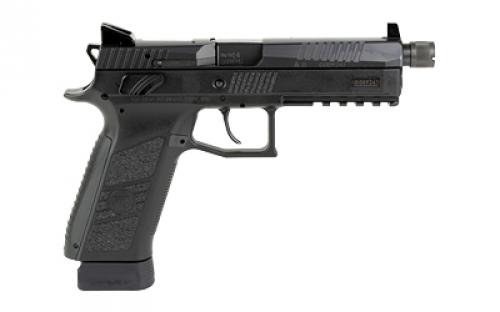 CZ P-09 Suppressor-Ready, Double Action/Single Action, Semi-automatic, Polymer Frame Pistol, Full Size, 9MM, 5.15" Barrel, Threaded Barrel - 1/2X28, Nitride Slide Finish, Black, 3 Interchangeable Backstraps, Fixed Sights, Swappable Safety/Decocker, 21 Rounds, 2 Magazine 89270
