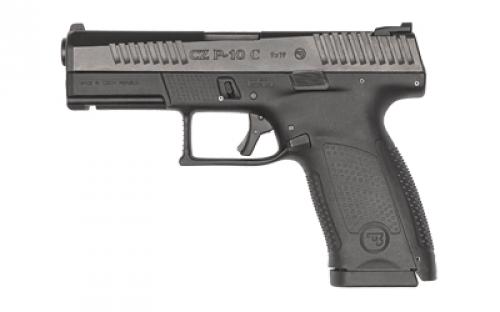 CZ CZ, P-10C, Semi-automatic, Striker Fired, Compact, 9MM, 4.02" Barrel, Nitride Finish, Black, Polymer Frame, Ambidextrous, Trigger Safety, Fixed Sights, 15 Rounds, 2 Magazine 91531