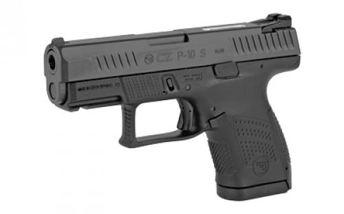 CZ P-10S, Semi-automatic, Striker Fired, Sub-Compact, 9MM, 3.5" Barrel, Nitride Finish, Polymer Frame, Black, Ambidextrous, Trigger Safety, Fixed Sights, 12Rd, 2 Magazines 91560