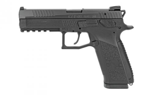 CZ P-09, Double Action/Single Action, Semi-automatic, Polymer Frame Pistol, Full Size, 9MM, 4.54" Barrel, Nitride Finish, Black, 3 Interchangeable Backstraps, Fixed Sights, Swappable Safety/Decocker, 19 Rounds, 2 Magazines 91620