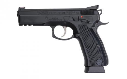 CZ Custom CZ SP01 Shadow Custom, Double Action/Single Action, Semi-automatic, Metal Frame Pistol, Full Size, 9MM, 4.6" Barrel, Steel, Polycoat Finish, Black, Aluminum Grips, Fiber Optic Front/Fixed Rear, Manual Safety, 19 Rounds, 2 Magazines 91031