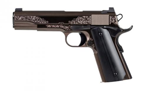 Dan Wesson Heirloom, Semi-automatic, Steel Frame Pistol, 1911, Full Size, 45 ACP, 5 Barrel, PVD Finish, Bronze, Engraved Scrollwork, G10 Grips, Ambidextrous Safety, Brass Bead Front w/U Notch Rear Sight, 8 Rounds, 1 Magazine 01937