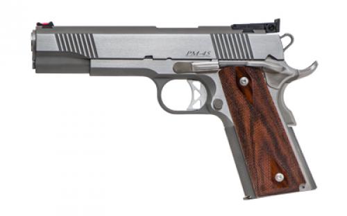 Dan Wesson Pointman 45, Semi-automatic, 1911, Full Size, 45ACP, 5 Barrel, Steel Frame, Stainless Finish, Wood Grips, Adjustable Sights, 8 Rounds, 2 Magazines 01943