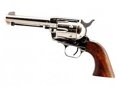 European American Armory Bounty Hunter, Single Action Army, 357 Magnum, 4.5 Barrel, Steel Frame, Nickel Finish, Walnut Grips, Fixed Sights, 6 Rounds 770070