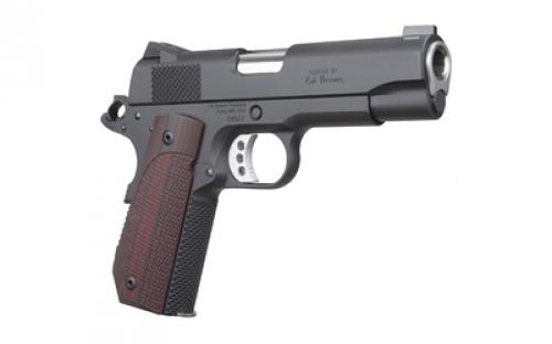 Ed Brown Kobra Carry, Semi-automatic, 1911, Commander, Bobtail Frame, 45ACP, 4.25 Barrel, Matte Finish, Black, G10 Grips, Thumb Safety, Black Fixed Rear Sight, Orange HD XR Front Sight, Recessed Slide Stop, 7 Rounds, 2 Magazines KC18-G4