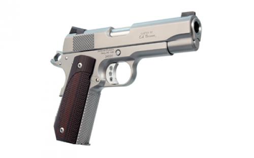 Ed Brown Kobra Carry, Semi-automatic, 1911, Commander, Bobtail Frame, 45ACP, 4.25 Barrel, Matte Finish, Stainless, G10 Grips, Thumb Safety, Black Fixed Rear Sight, Orange HD XR Front Sight, Recessed Slide Stop, 7 Rounds, 2 Magazines KC18-SS