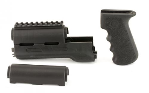 Hogue OverMolded Rifle Grip/Forend Kit, Fits AK-47/AK-74, Finger Grooves, Rubber, Black 74008
