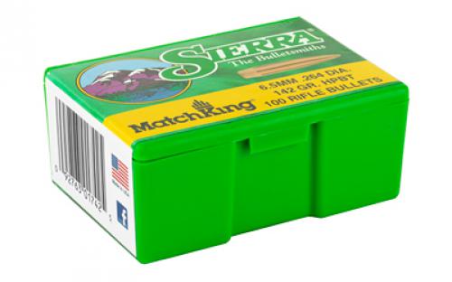 Sierra Bullets MatchKing, .264 Diameter, 6.5MM, 142 Grain, Hollow Point Boat Tail, 100 Count 1742