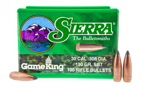 Sierra Bullets GameKing, .308 Diameter, 30 Caliber, 150 Grain, Spitzer Boat Tail, 100 Count 2125