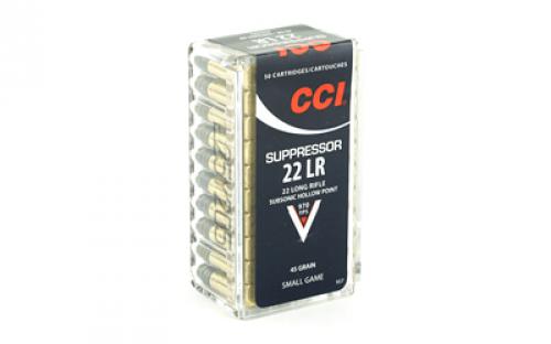 CCI Suppressor, 22LR, 45 Grain, Hollow Point, 50 Round Box 957