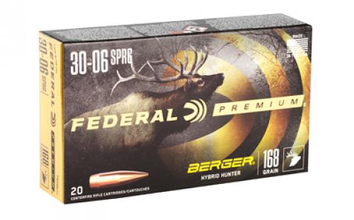 Federal Premium, Berger Hybrid Hunter, 30-06, 168 Grain, 20 Round Box P3006BCH1