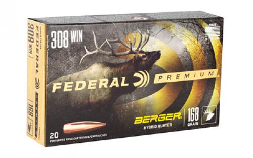 Federal Premium, Berger Hybrid Hunter, 308 Win, 168 Grain, 20 Round Box P308BCH1