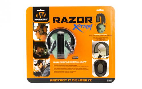 Walker's Razor X-TRM, Electronic Digital Ear Muffs, Sage Green, Blister Packaging GWP-XRSEMP-SGN-B
