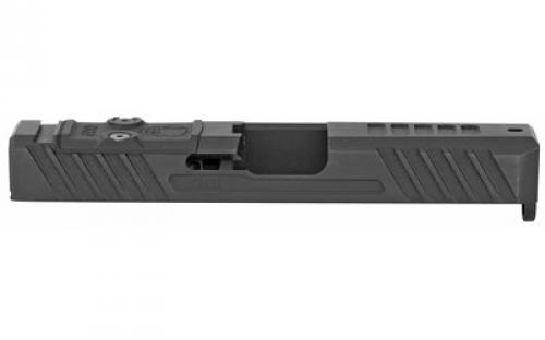 Grey Ghost Precision Stripped Slide, For Glock 19 Gen 3, Dual Optic Cutout Compatible With Leupold DeltaPoint Pro or Trijicon RMR With Supplied Shim Plate (Correct Length Screws Included), Comes With A Custom G10 Cover Plate And Proper Screws For Use Without Optic Installed, Version 3 Slide Pattern, Black Nitride Finish GGP-19-3-OC-V3
