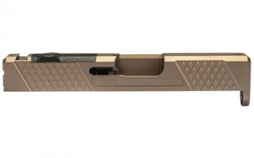Grey Ghost Precision Stripped Slide, For Glock 43/43X, Version 2, Optic Cutout Compatible With Shield RMS-C With Correct Length Screws Included, No Mounting Plate Needed, Cover Plate Included, Version 2 Slide Pattern, Flat Dark Earth Cerakote GGP-SPG43-V2-FDE