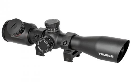 Truglo TRU-BRITE Xtreme Compact Tactical Rifle Scope, 4X32, Fully-Coated Lenses, Illuminated Mil-Dot Reticle, Matte Black, 1-Piece base w/ 1" Rings and CR2032 Battery Included TG-TG8504TL