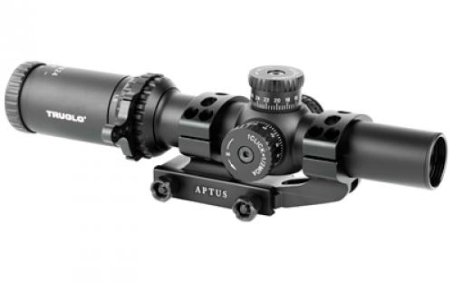 Truglo OMNIA Rifle Scope, 1-4X24mm, 300mm Main Tube, Illuminate A.P.T.R. (All Purpose Tacticle Reticle), APTUS-M1 One Piece Mount, Throw Lever, Black TG-TG8514TLR