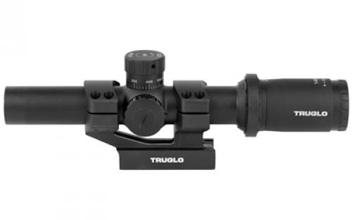 Truglo TRU-BRITE 30, Rifle Scope, 1-6X24mm, 30mm, Power Ring Duplex Mil-Dot Illuminated Reticle, 1/2MOA, Matte Finish, Includes 1 Piece Base, 2 Pre-Calibrated BDC Turrets in .223 (55 Grain) and .308 (168 Grain), and Throw Lever TG-TG8516TL