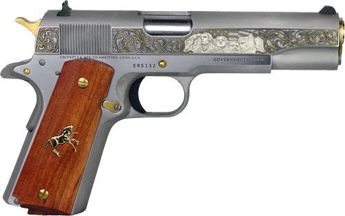 COLT 1911 45ACP 5" FS 7-SHOT SS ROSEWOOD GOLD SCROLL (TALO)