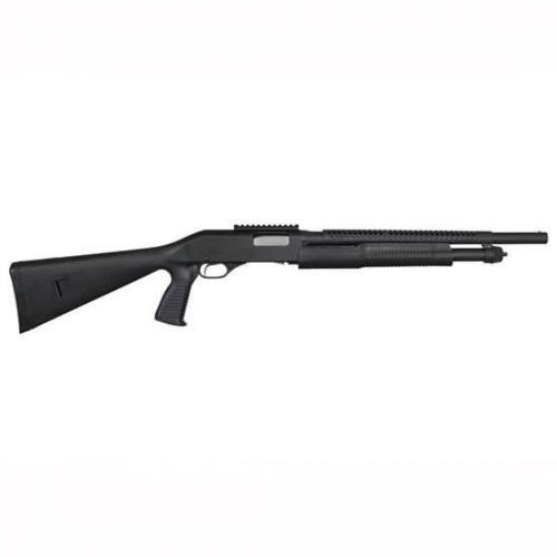 Stevens 320 Stevens, Pump Action Shotgun, 12 Gauge, 3 Chamber, 18.5 Barrel, Matte Finish, Black, Pistol Grip with Full Stock, Weaver Style Rail, Heat Shield, 5 Rounds, Right Hand 19496