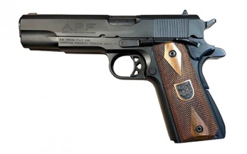 American Precision Firearms Second Century, 1911, Semi-automatic, Single Action, Double Barrel, Steel Framed Pistol, 45ACP, 5" Barrels, Matte Finish, Black, Wood Grips, 7+7 Rounds, 2 Magazines AFA1-45-BK-14