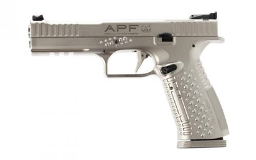 American Precision Firearms Strike One, Ergal, Semi-automatic, Striker Fired, Full Size, Aluminum Frame Pistol, 9MM, 5 Barrel, No Manual Safety, Brushed Finish, Silver Frame with Stainless Steel Slide, Fiber Optic Front Sight with Adjustable Rear, Optic Ready, 17 Rounds, 2 Magazines AFS1E-9-SL-17-OR