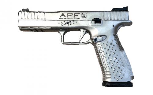 American Precision Firearms Strike One, Ergal Pro, Semi-automatic, Striker Fired, Full Size, Aluminum Frame Pistol, 9MM, 5 Barrel, No Manual Safety, Matte Finish, Silver, Fiber Optic Front Sight with Adjustable Rear, Optic Ready, 10 Rounds, 2 Magazines AFS1EP-9-SL-10-OR