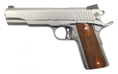 Armscor Rock Stainless FS, 1911, Semi-automatic, Metal Frame Pistol, Full Size, 45ACP, 5 Barrel, Steel, Stainless Finish, Wood Grips, Fixed Sights, 8 Rounds, 1 Magazine 51414