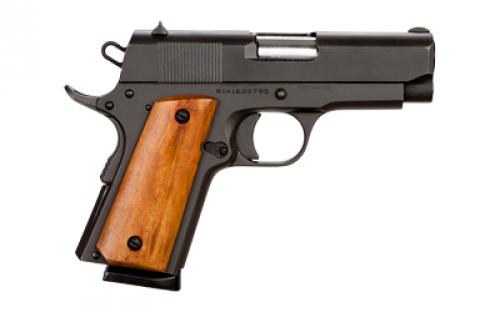 Armscor GI Standard CS, 1911, Semi-automatic, Metal Frame Pistol, Officer Size, 45ACP, 3.5" Barrel, Steel, Parkerized Finish, Black, Wood Grips, Fixed Sights, 7 Rounds, 1 Magazine 51416