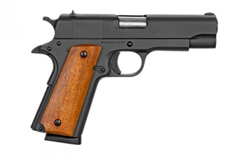 Armscor GI Standard MS, 1911, Semi-automatic, Metal Frame Pistol, Commander Size, 45ACP, 4.2" Barrel, Steel, Parkerized Finish, Black, Wood Grips, Fixed Sights, 8 Rounds, 1 Magazine 51417