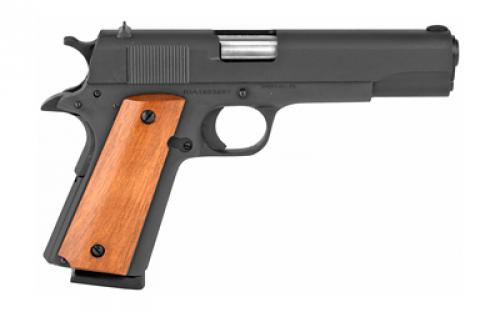 Armscor GI Standard FS, 1911, Semi-automatic, Metal Frame Pistol, Full Size, 45ACP, 5" Barrel, Steel, Parkerized Finish, Black, Wood Grips, Fixed Sights, 8 Rounds, 1 Magazine 51421