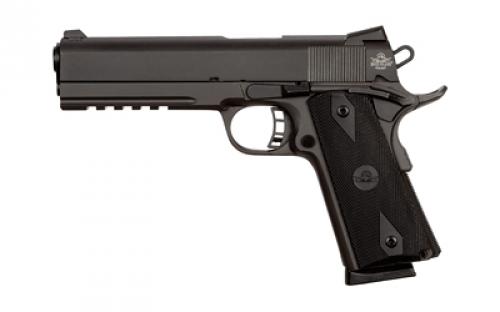 Armscor Tac Standard FS, 1911, Semi-automatic, Metal Frame Pistol, Full Size, 45ACP, 5 Barrel, Steel, Parkerized Finish, Black, Rubber Grips, Fixed Sights, 8 Rounds, 1 Magazine, Picatinny Rail, Full Length Guide Rod 51484