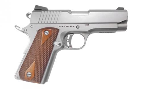 Armscor ECS, 1911, Semi-automatic, Metal Frame Pistol, Compact, 45ACP, 3.63" Barrel, Steel, Matte Stainless Finish, Wood Grips, Fixed Sights, 7 Rounds, 1 Magazine 51868