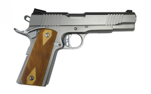 Armscor Rock Series, 1911, Semi-automatic, Metal Frame Pistol, Full Size, 9MM, 5 Barrel, Stainless Steel Finish, Silver, Double Checkered Wood Grips, Fixed Sights, Ambidextrous Safety, 10 Rounds, 1 Magazine 56828