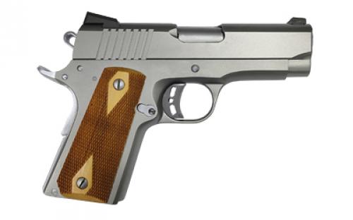 Armscor Rock Series, 1911, Semi-automatic, Metal Frame Pistol, Officer Size, 9MM, 5 Barrel, Stainless Steel Finish, Silver, Wood Grips, Fixed Sights, Manual Thumb Safety, 10 Rounds, 1 Magazine 56829