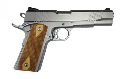 Armscor Rock Series, 1911, Semi-automatic, Metal Frame Pistol, Full Size, 10MM, 5 Barrel, Stainless Steel Finish, Silver, Double Checkered Wood Grips, Fixed Sights, Ambidextrous Safety, 8 Rounds, 1 Magazine 56865